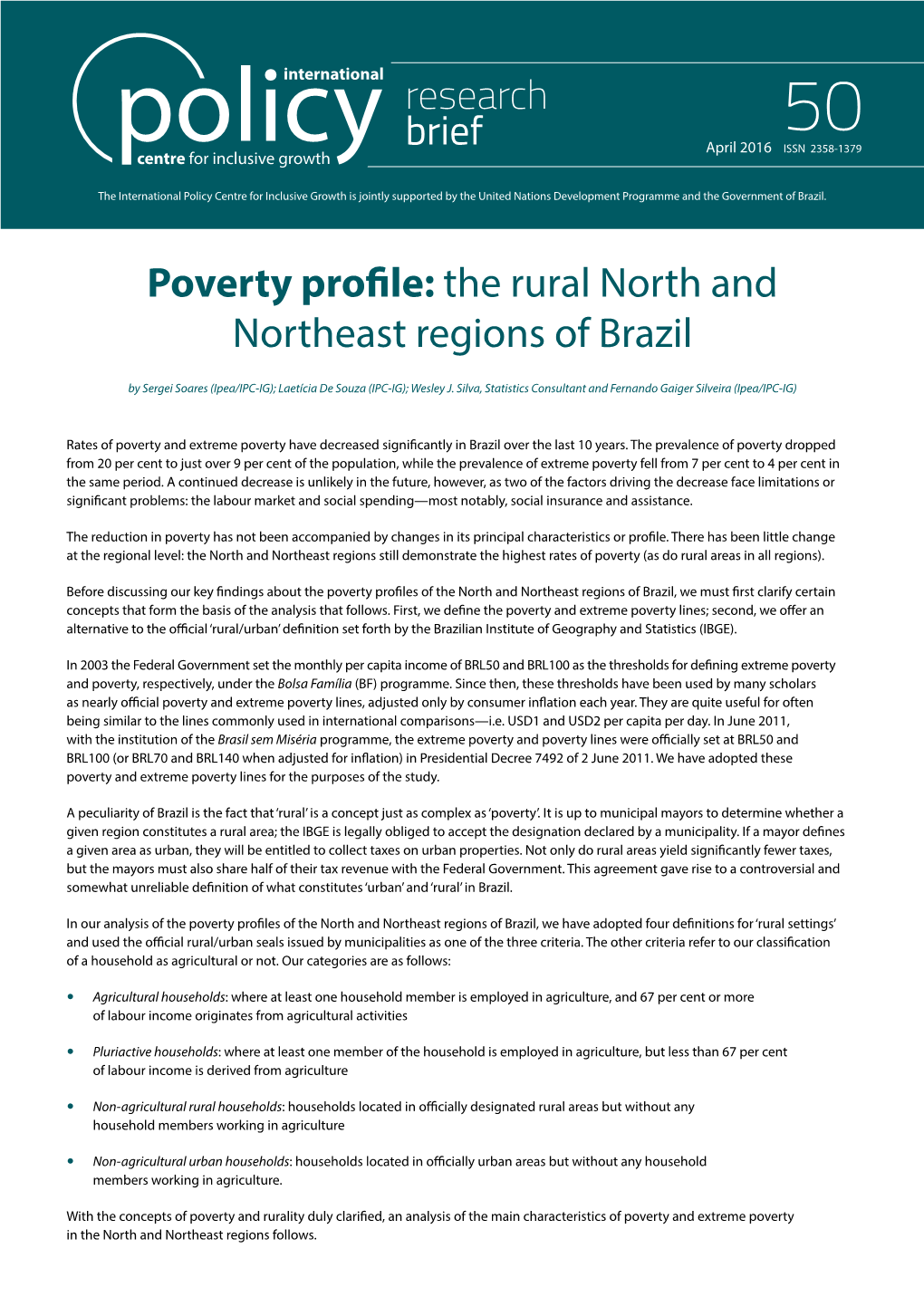 Poverty Profile: the Rural North and Northeast Regions of Brazil