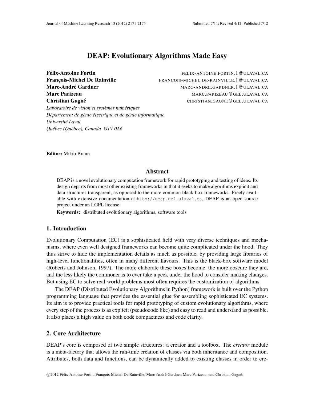 DEAP: Evolutionary Algorithms Made Easy