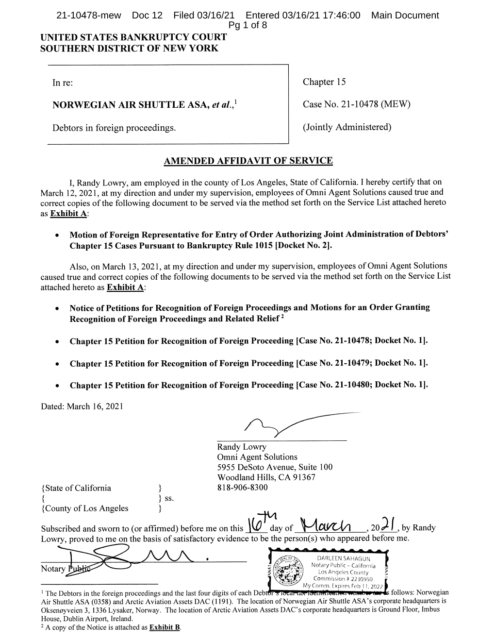 21-10478-Mew Doc 12 Filed 03/16/21 Entered 03