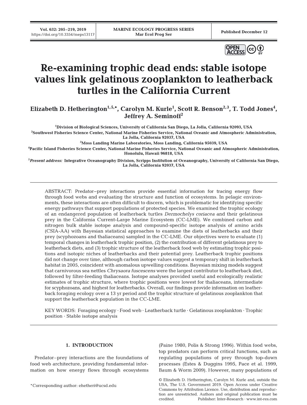 Re-Examining Trophic Dead Ends: Stable Isotope Values Link Gelatinous Zooplankton to Leatherback Turtles in the California Current
