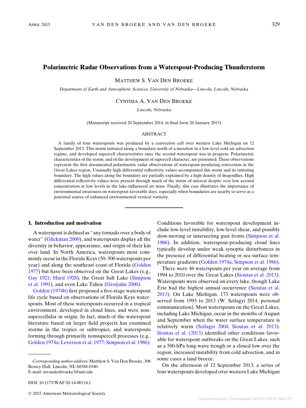 Polarimetric Radar Observations from a Waterspout-Producing Thunderstorm