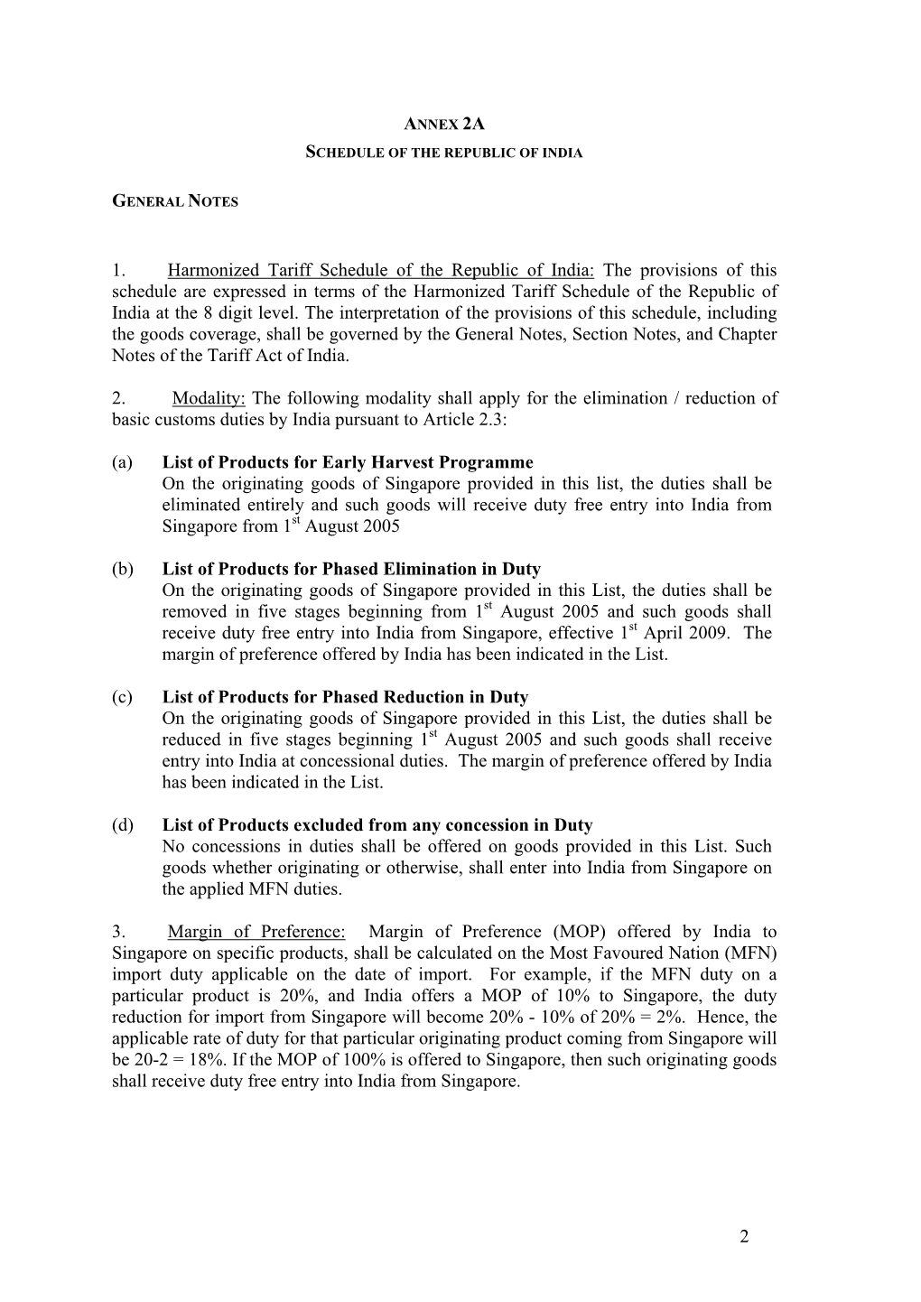 2 1. Harmonized Tariff Schedule of the Republic of India