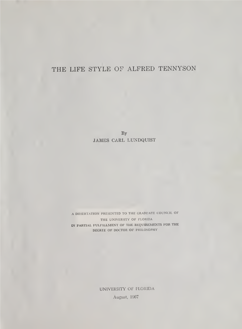 The Life Style of Alfred Tennyson