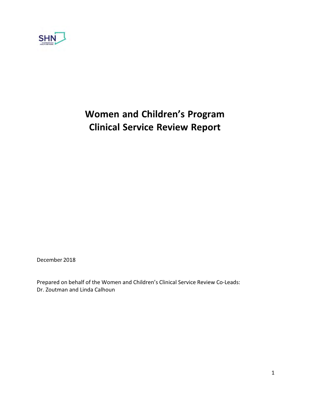Women and Children's Program Clinical Service Review Report