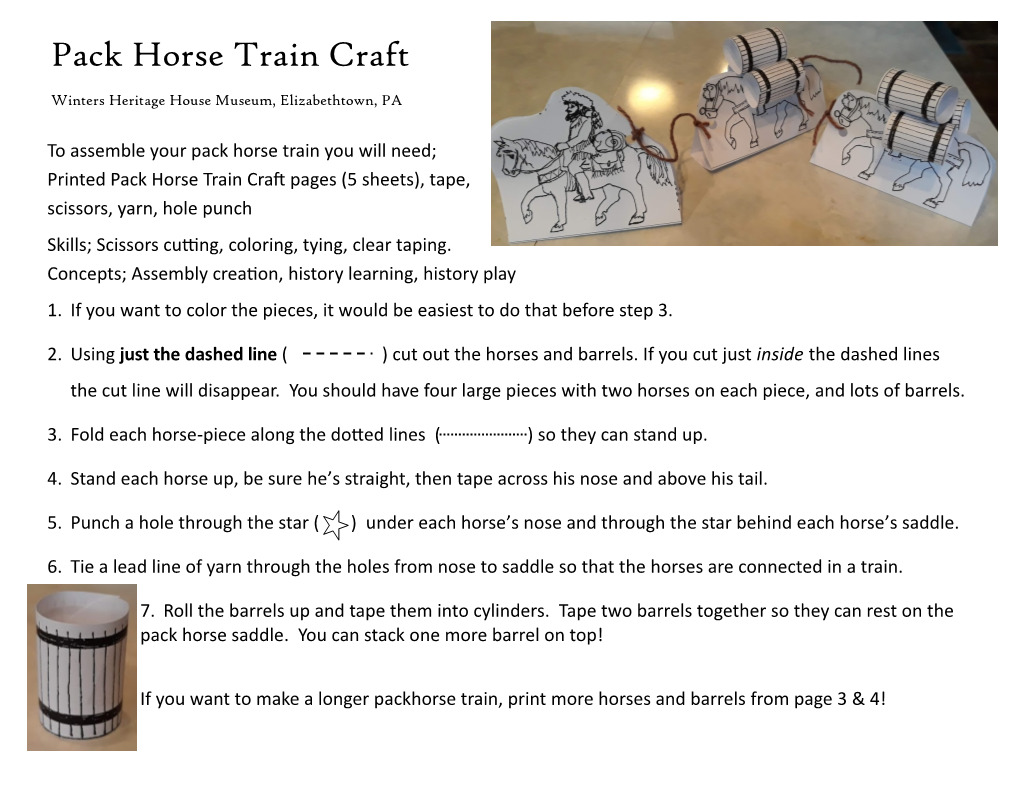 Pack Horse Train Craft