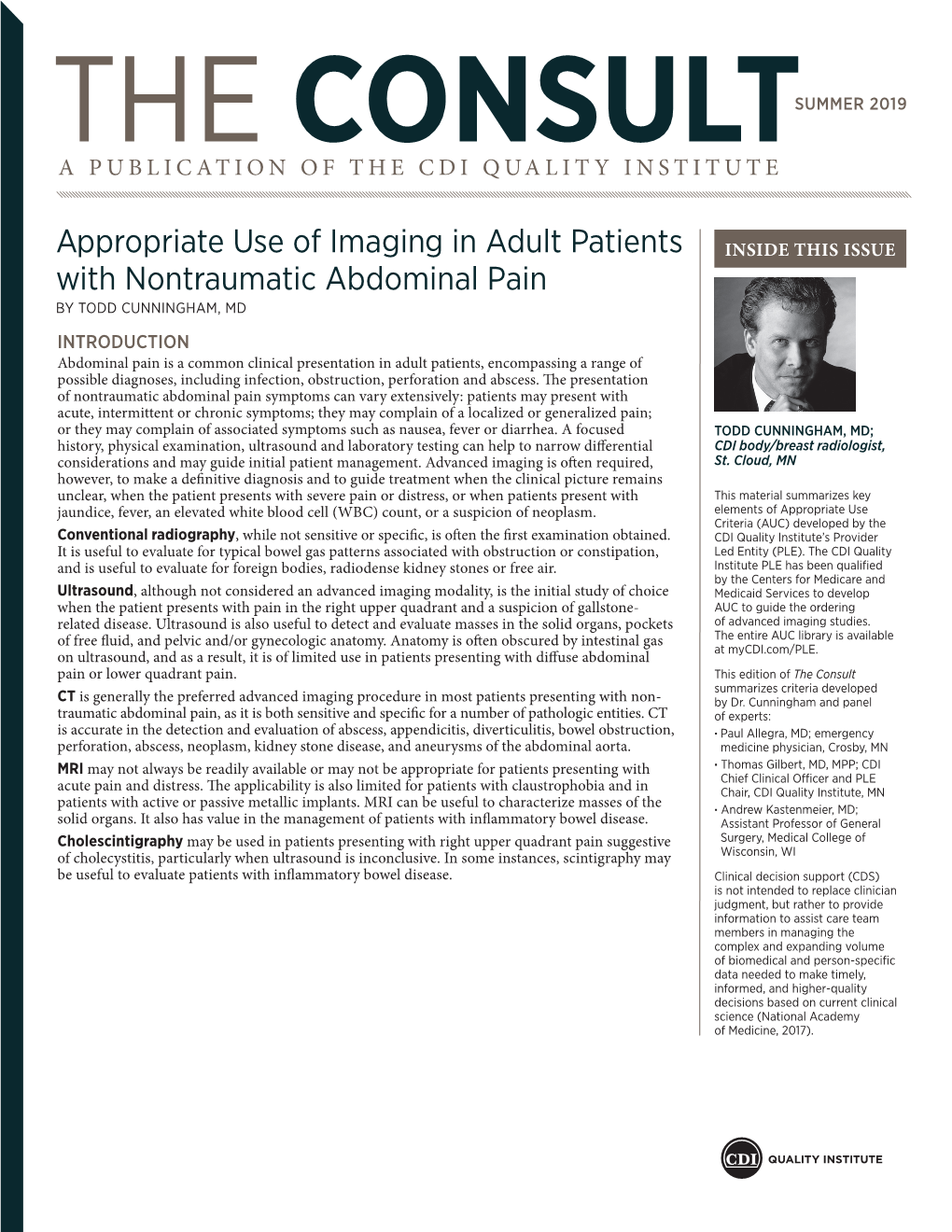 Appropriate Use of Imaging in Adult Patients with Nontraumatic