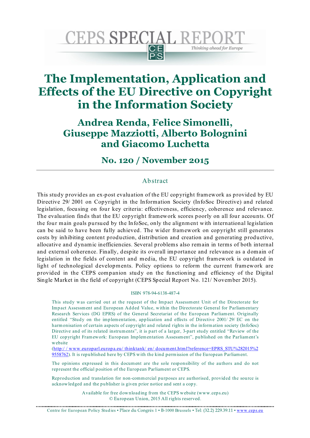 The Implementation, Application and Effects of the EU Directive On