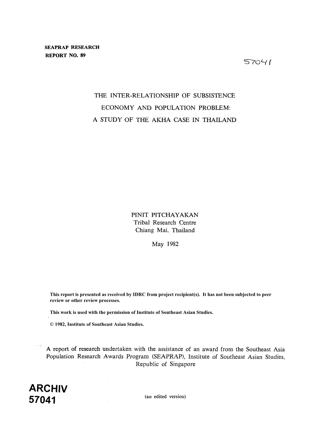 A Study of the Akha Case in Thailand