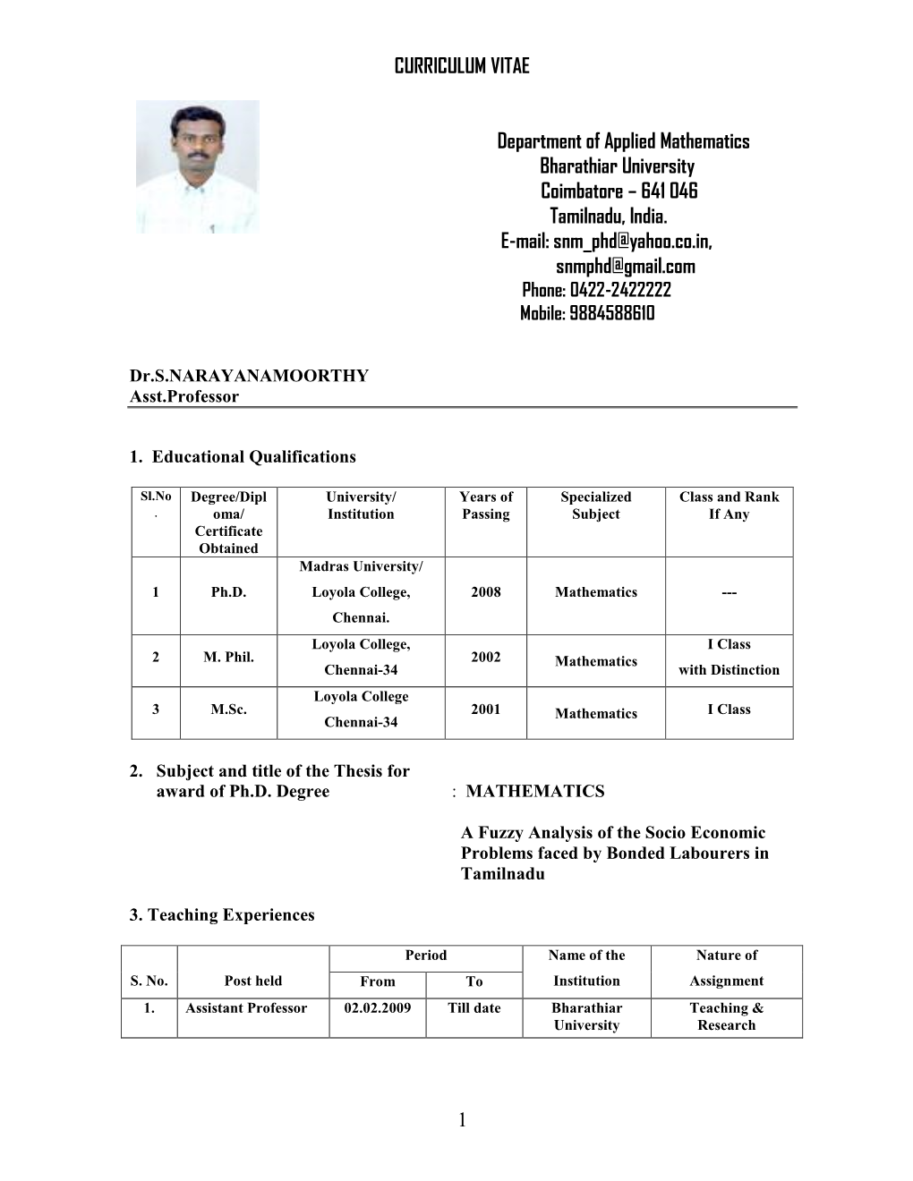 Bharathiar University Coimbatore – 641 046 Tamilnadu, India