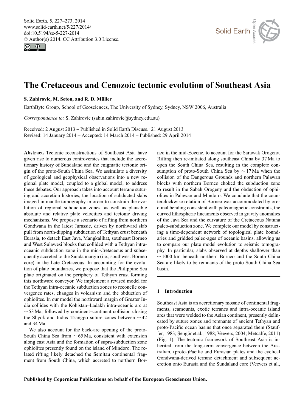 The Cretaceous and Cenozoic Tectonic Evolution of Southeast Asia