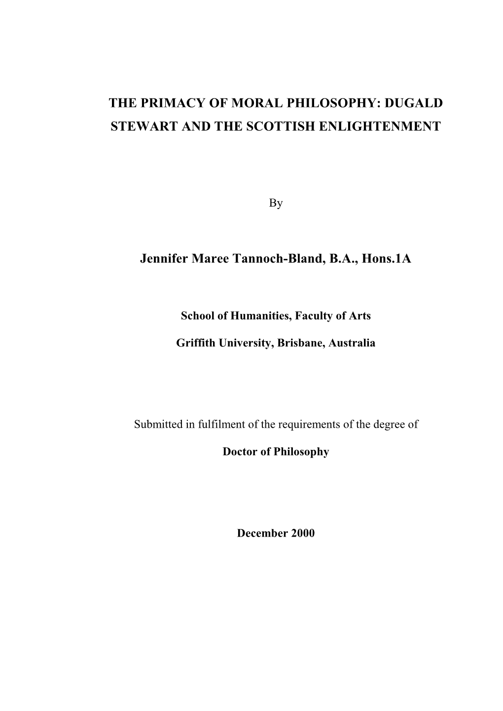 Dugald Stewart and the Scottish Enlightenment