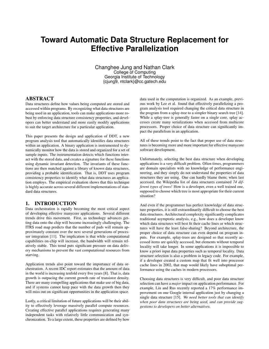 Toward Automatic Data Structure Replacement for Effective Parallelization