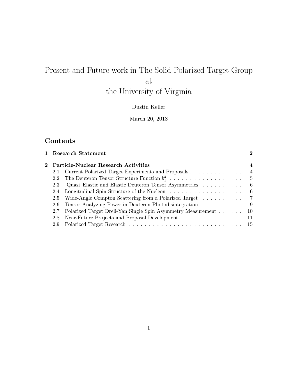 Present and Future Work in the Solid Polarized Target Group at the University of Virginia