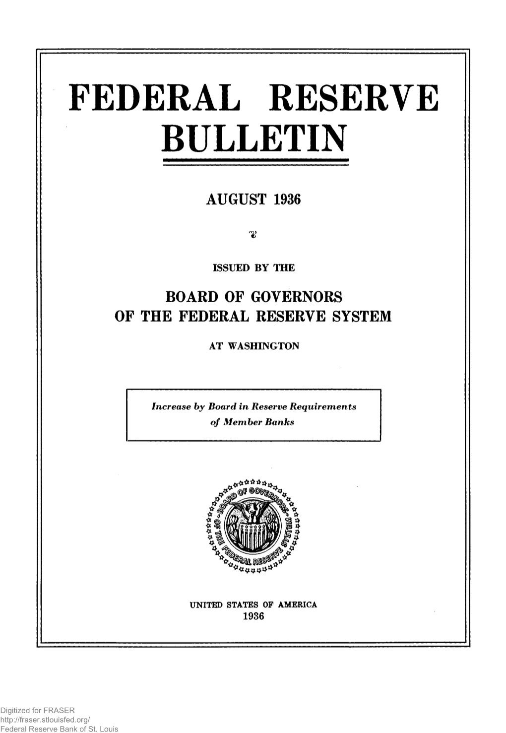 Federal Reserve Bulletin August 1936