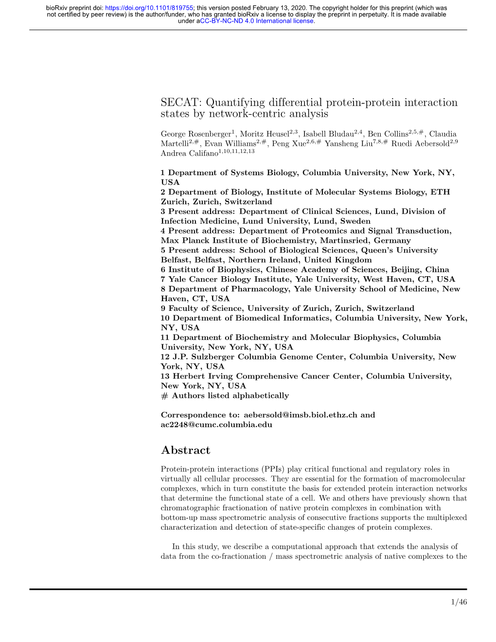 SECAT: Quantifying Differential Protein-Protein Interaction States by Network-Centric Analysis