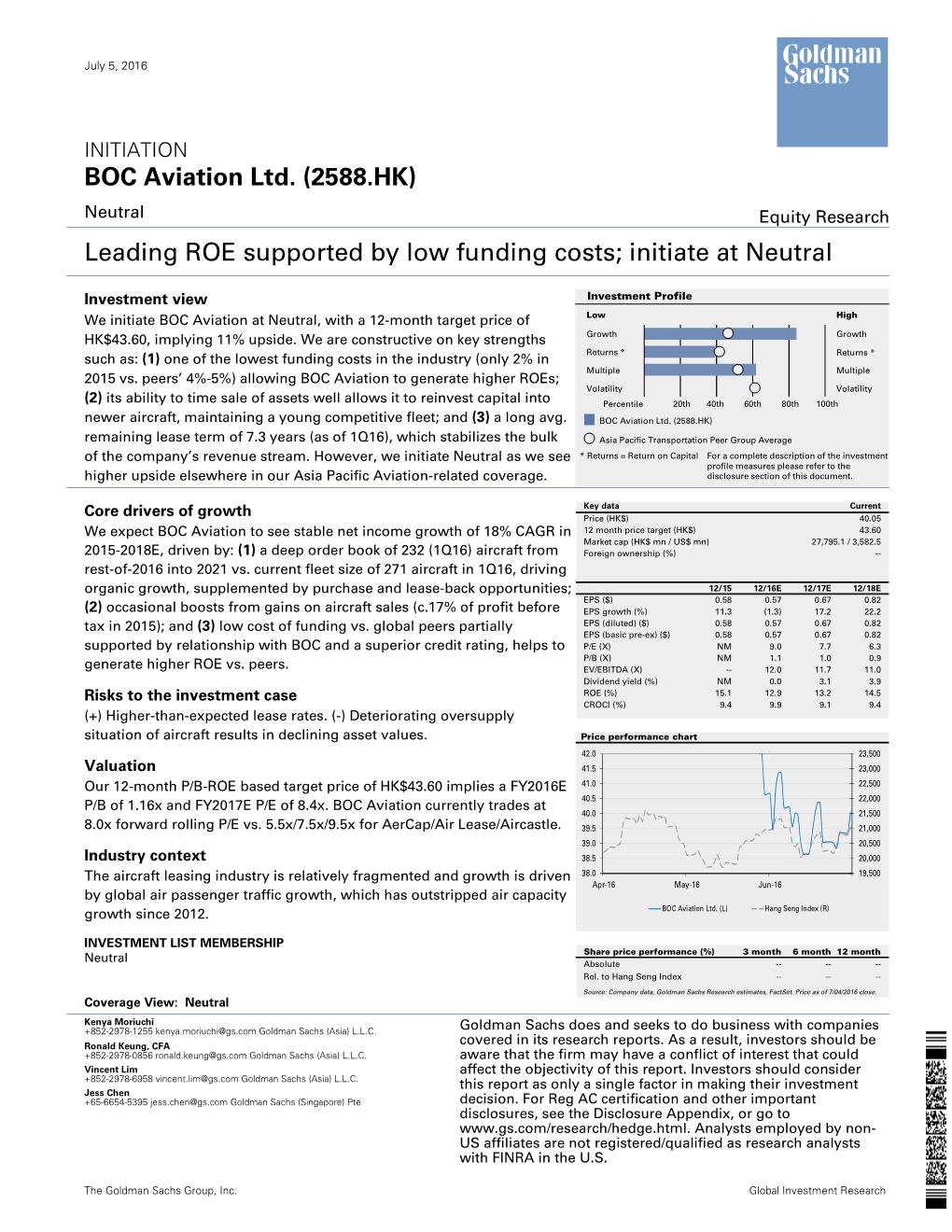 Leading ROE Supported by Low Funding Costs; Initiate at Neutral