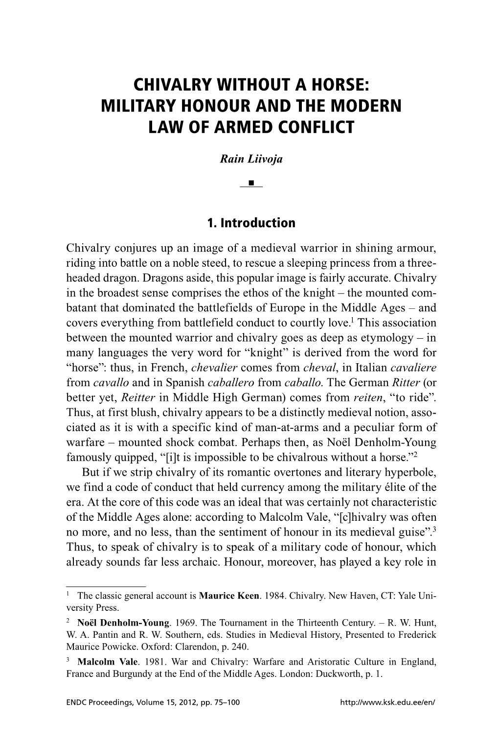 Military Honour and the Modern Law of Armed Conflict