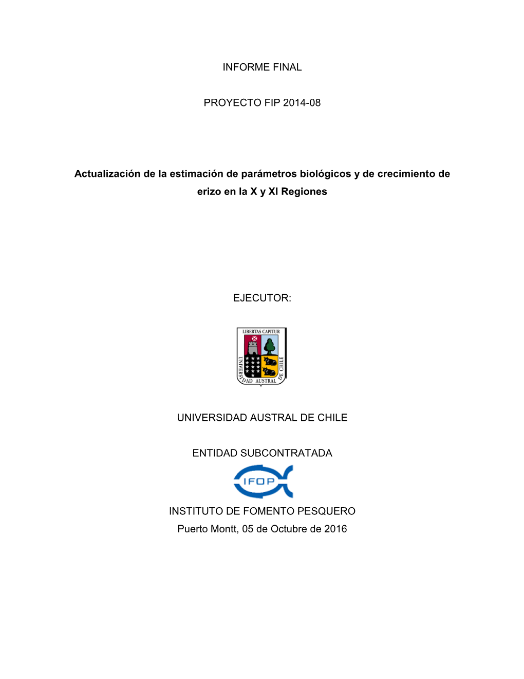 INFORME FINAL PROYECTO FIP 2014-08 Actualización