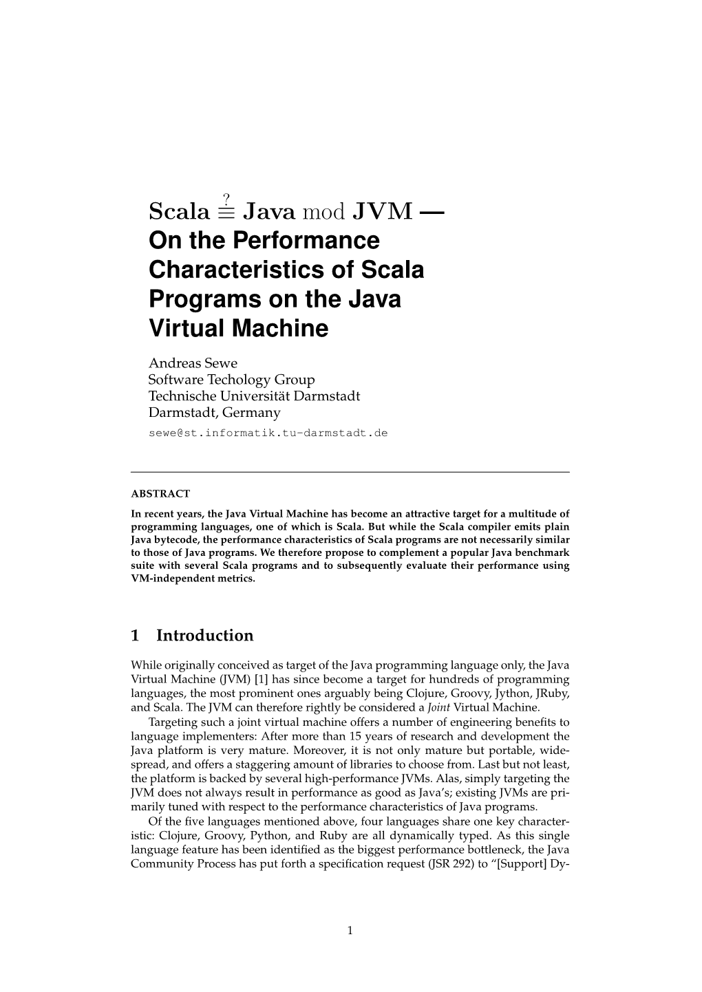 Java Mod JVM — on the Performance Characteristics of Scala Programs on the Java Virtual Machine