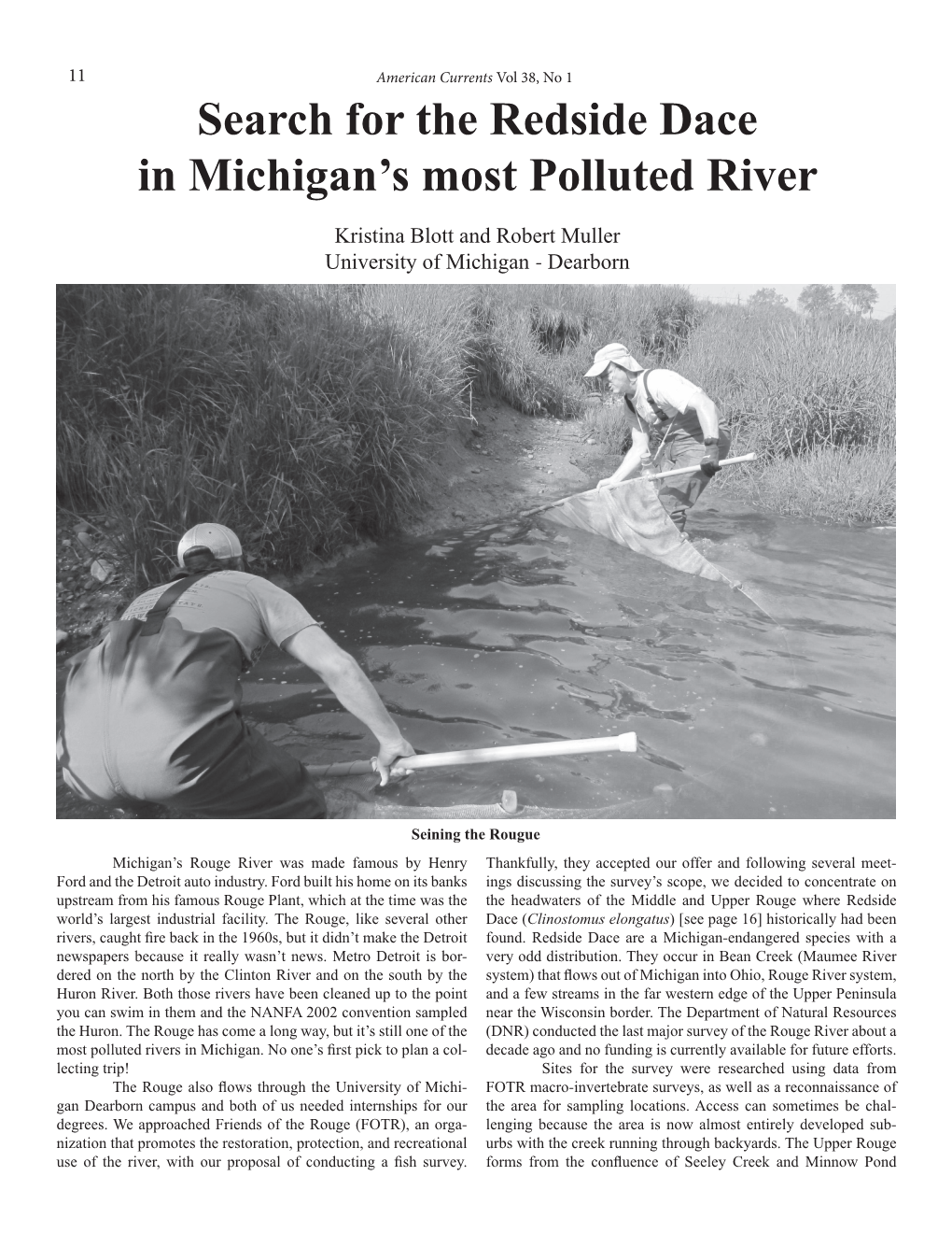 Search for the Redside Dace in Michigan's Most Polluted River