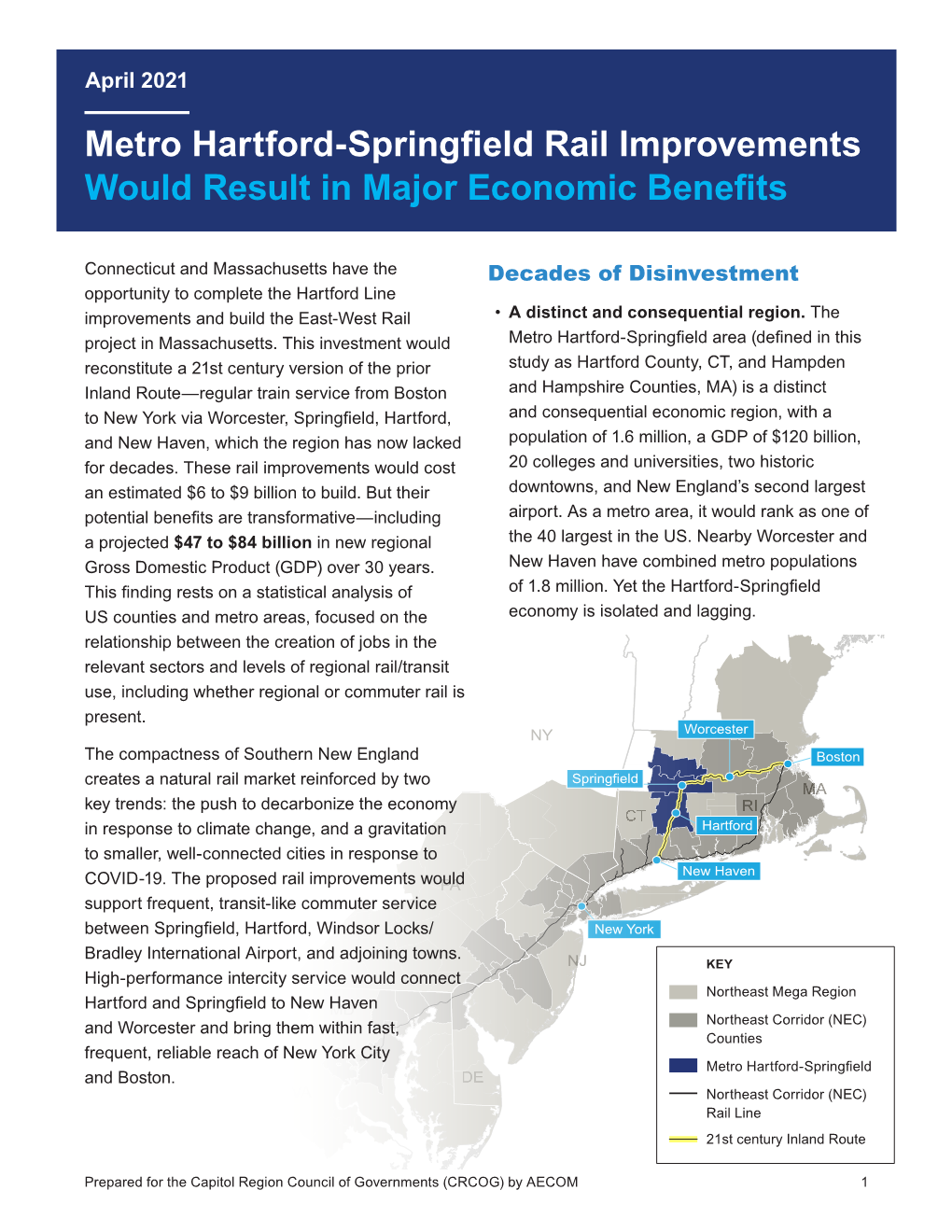 Metro Hartford-Springfield Passenger Rail Economic Impact Study