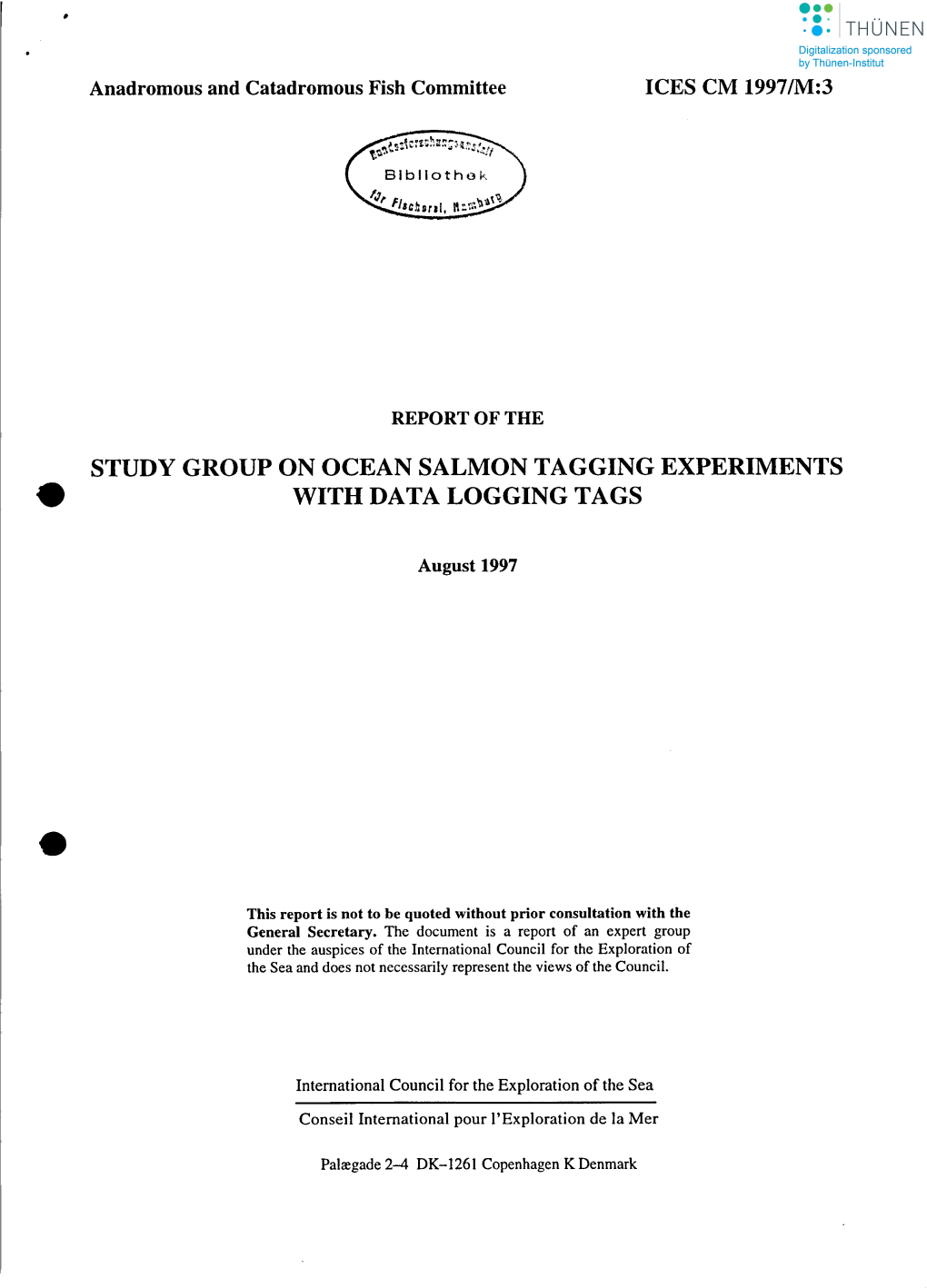 STUDY GROUP on OCEAN SALMON TAGGING EXPERIMENTS E WITHDATALOGGINGTAGS