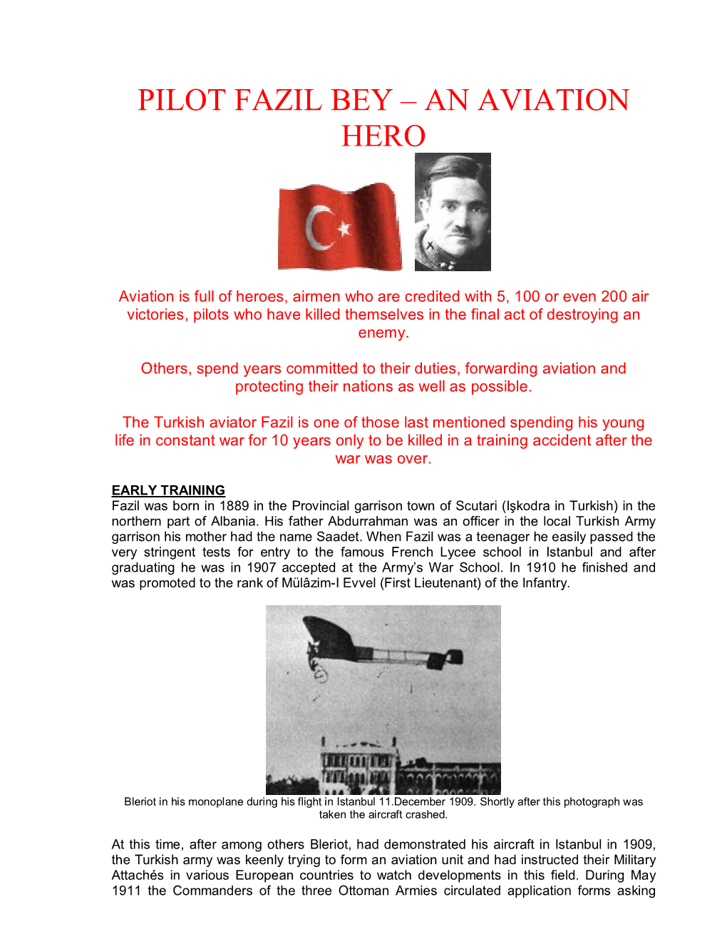 Pilot Fazil Bey – an Aviation Hero