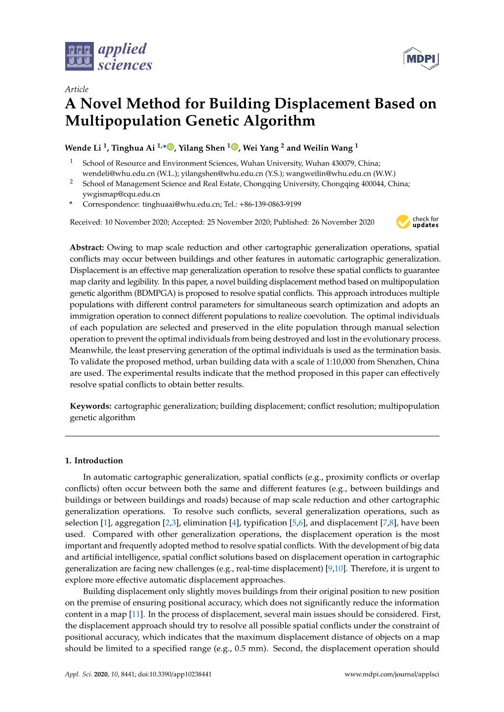 A Novel Method for Building Displacement Based on Multipopulation Genetic Algorithm