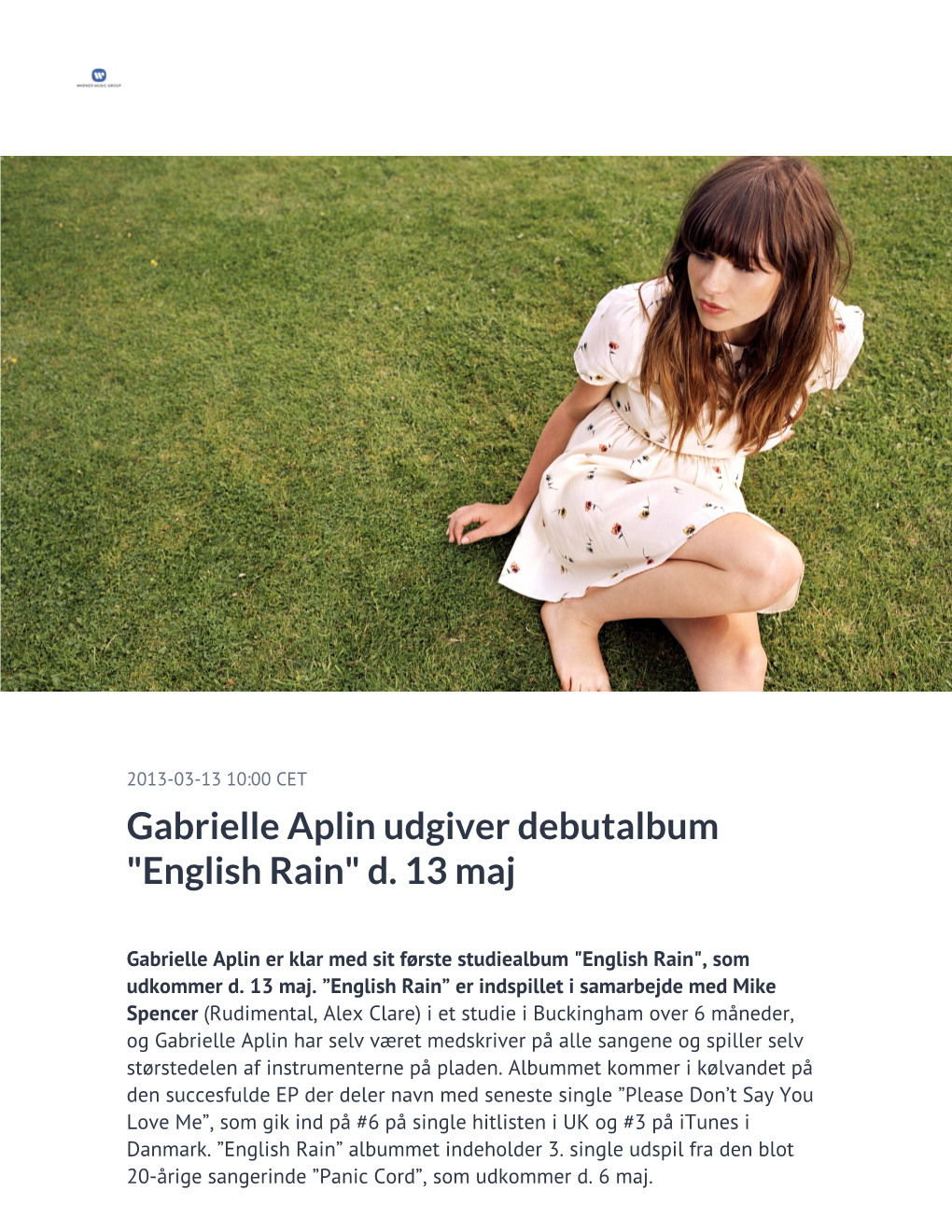 Gabrielle Aplin Udgiver Debutalbum "English Rain" D