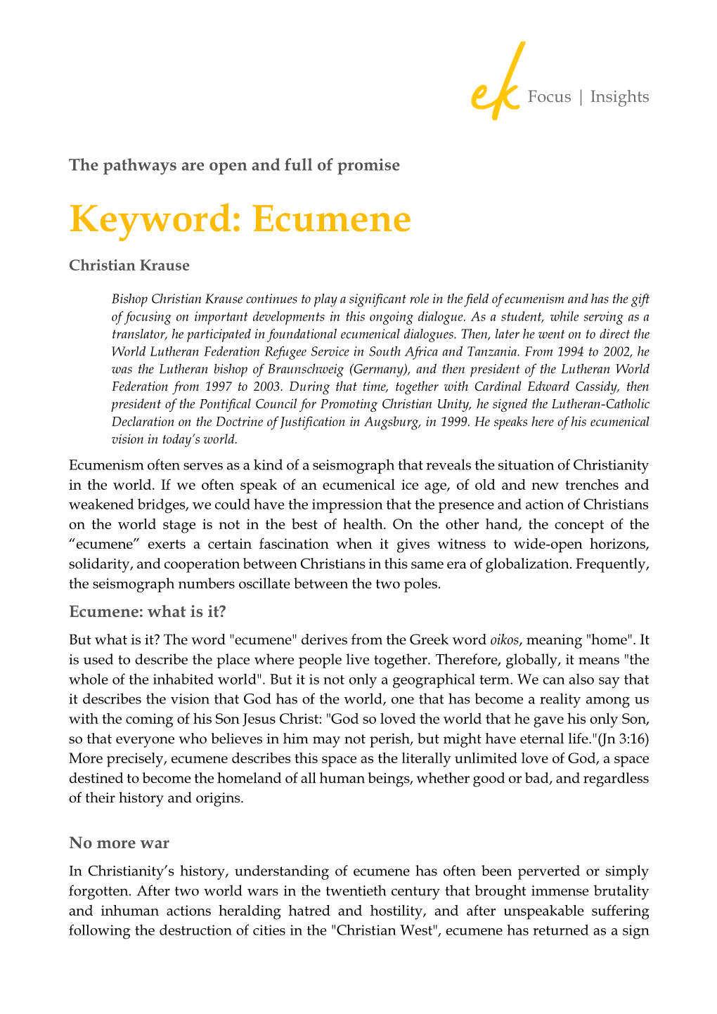 Keyword: Ecumene