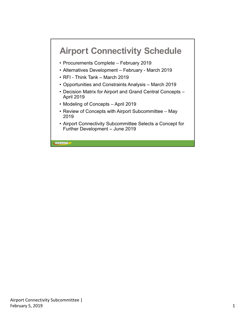 Airport Connectivity Schedule