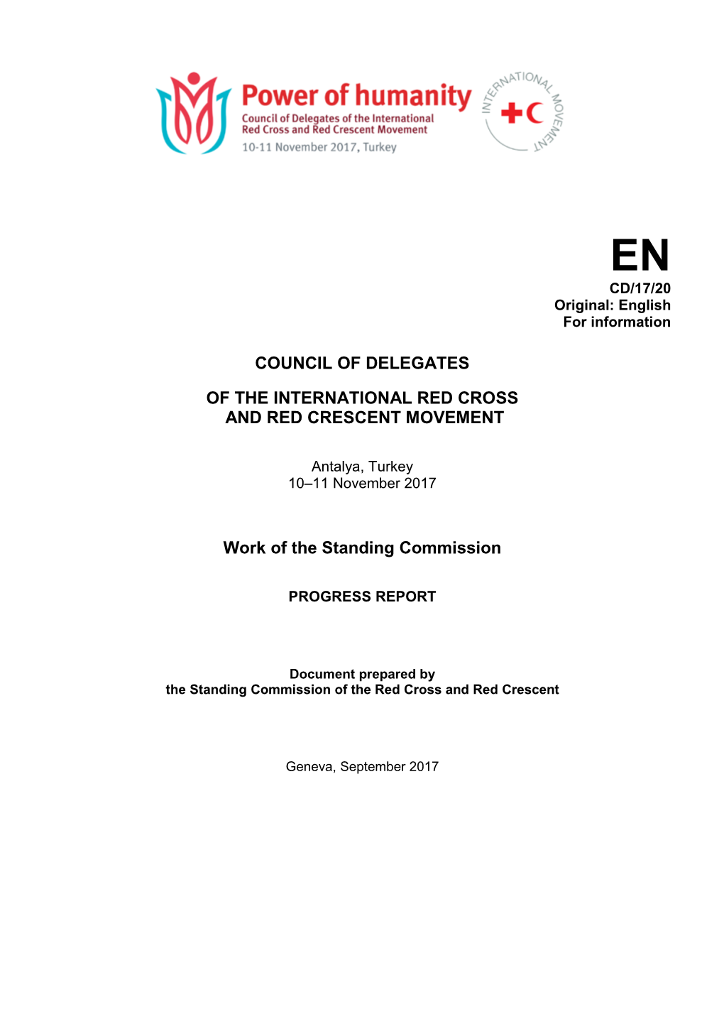 Report on the Work of the Standing Commission