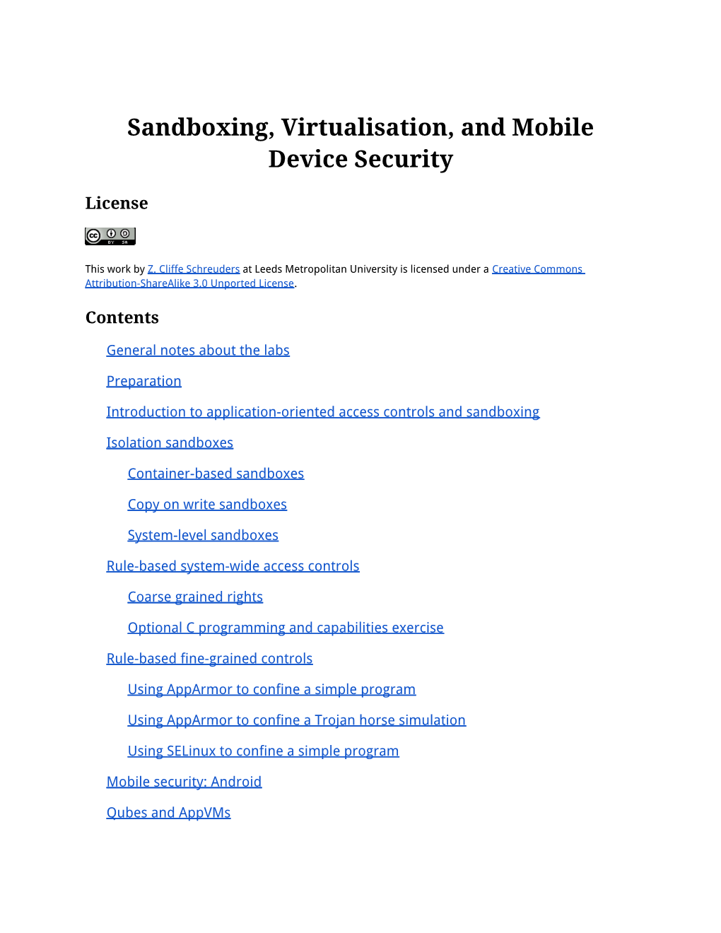 Sandboxing, Virtualisation, and Mobile Device Security