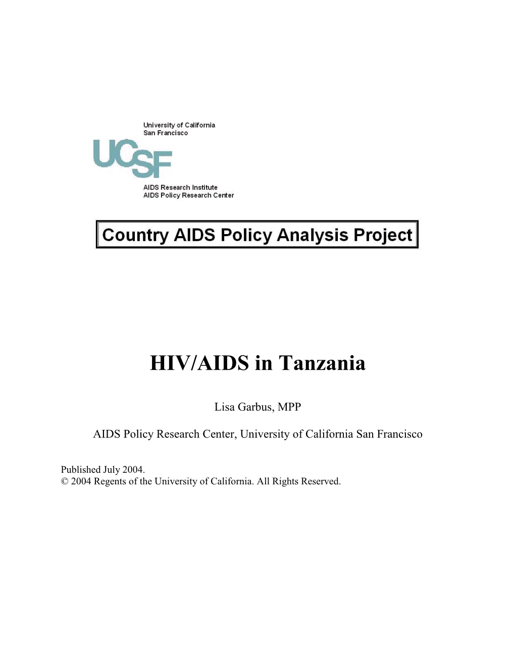 HIV/AIDS in Tanzania