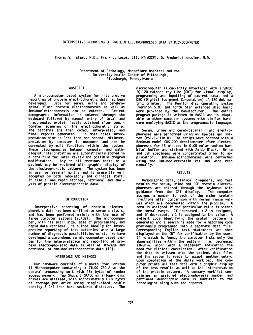 Retrieval of Immunoelectrophoretic Data (12)