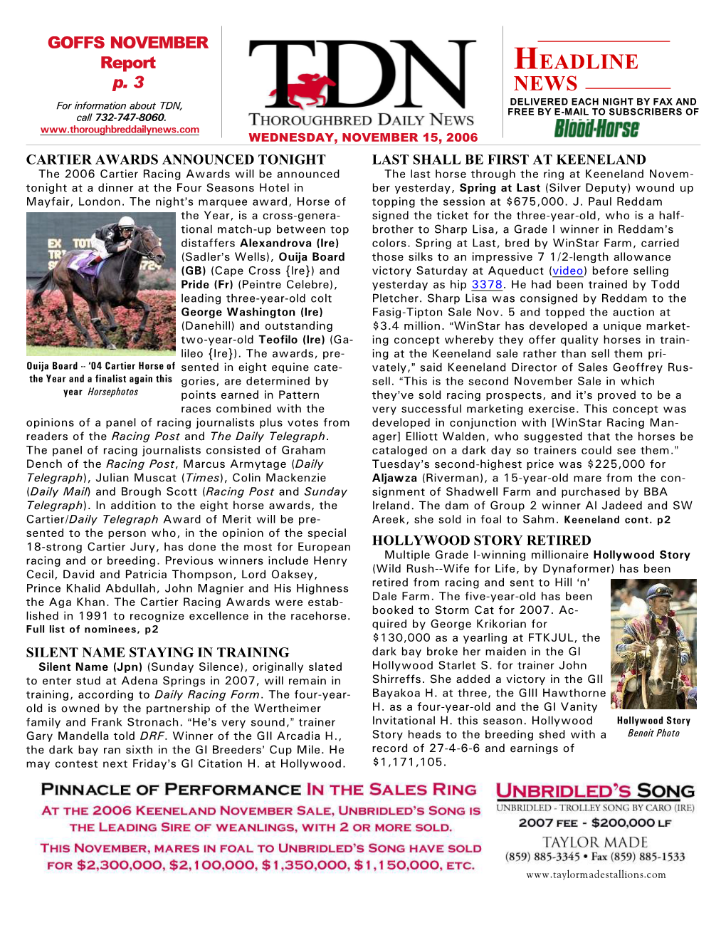 HEADLINE NEWS • 11/15/06 • PAGE 2 of 5