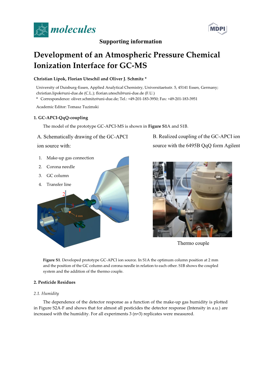 Development of an Atmospheric Pressure Chemical Ionization Interface for GC-MS