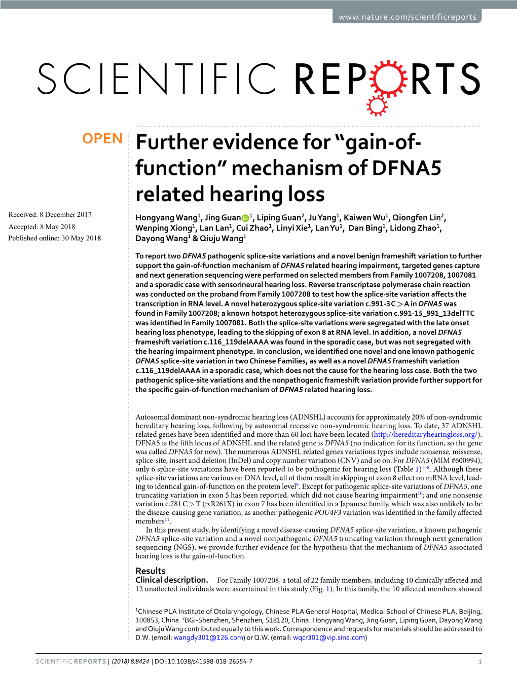 Mechanism of DFNA5 Related Hearing Loss