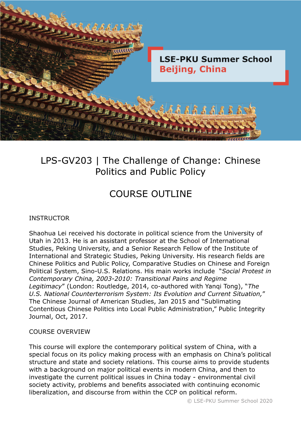 LPS-GV203 | the Challenge of Change- Chinese Politics and Public Policy