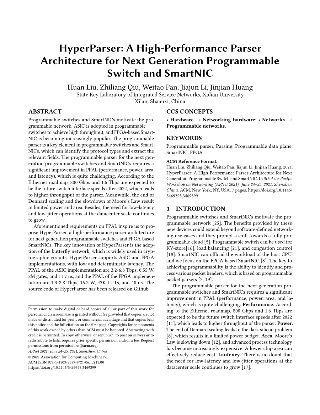 A High-Performance Parser Architecture for Next Generation