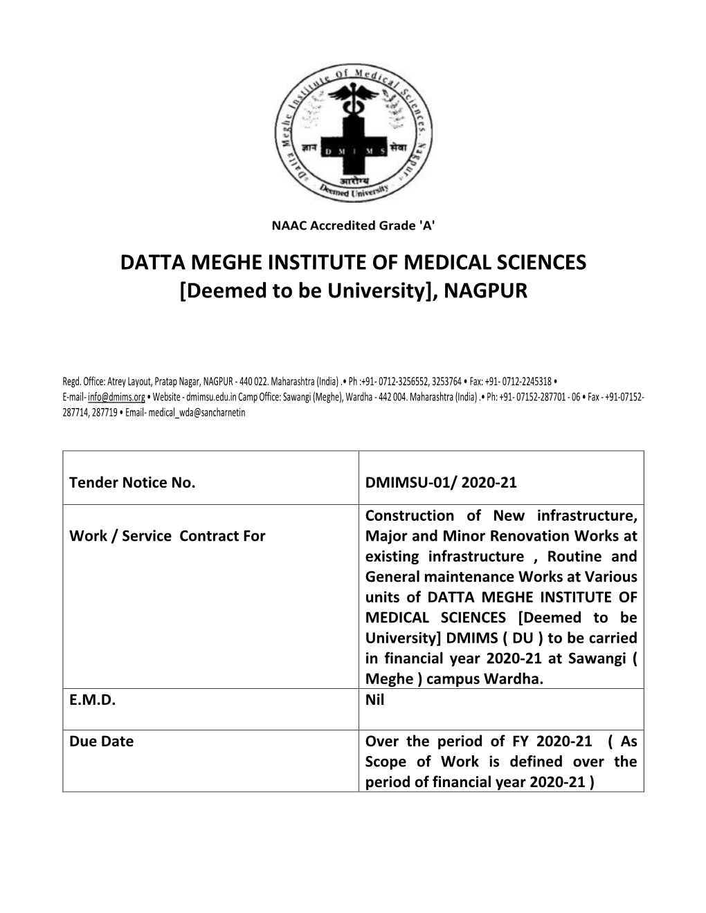 DATTA MEGHE INSTITUTE of MEDICAL SCIENCES [Deemed to Be University], NAGPUR