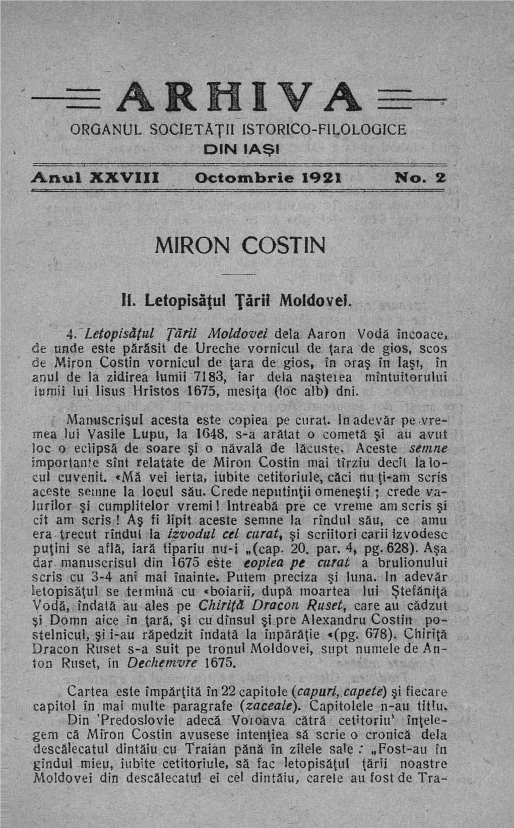 Anul XXVIII No. 2 MIRON COSTIN