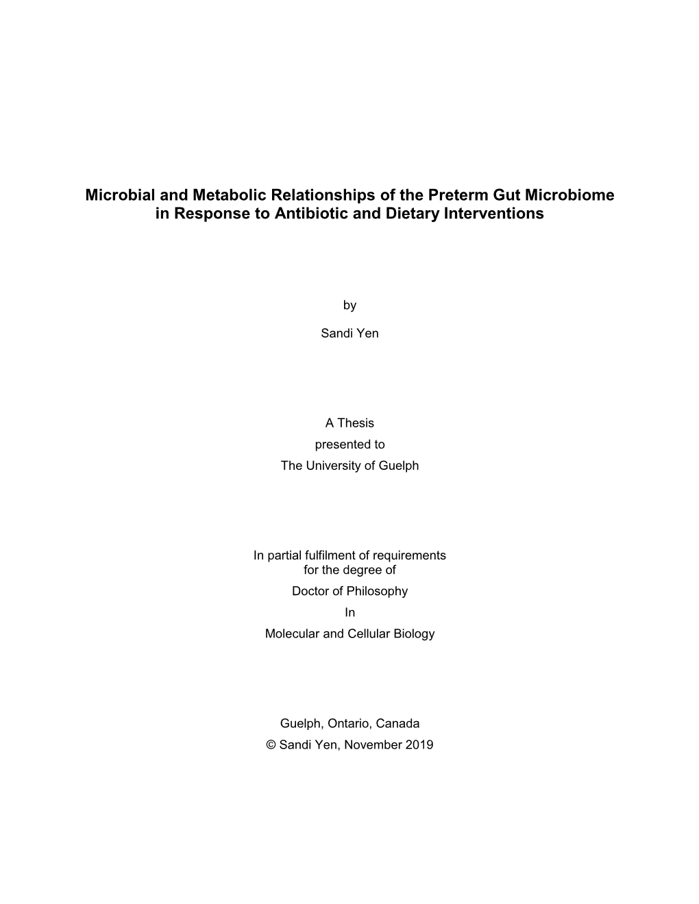 Microbial and Metabolic Relationships of the Preterm Gut Microbiome in Response to Antibiotic and Dietary Interventions