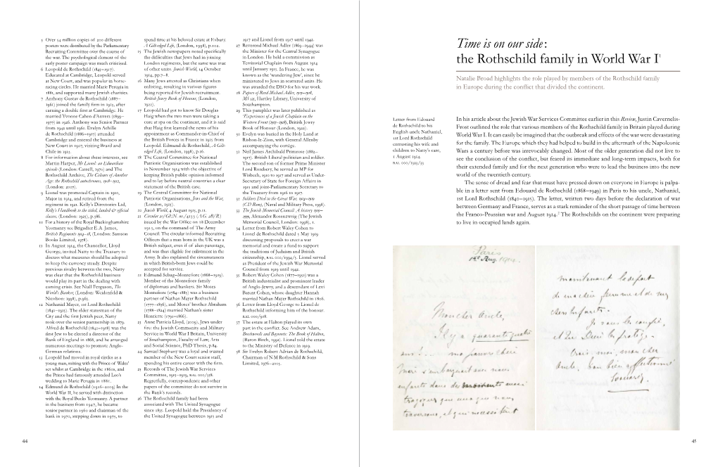 Time Is on Our Side: Recruiting Committee Over the Course of 15 the Jewish Newspapers Noted Specifically the Minister for the Central Synagogue the War