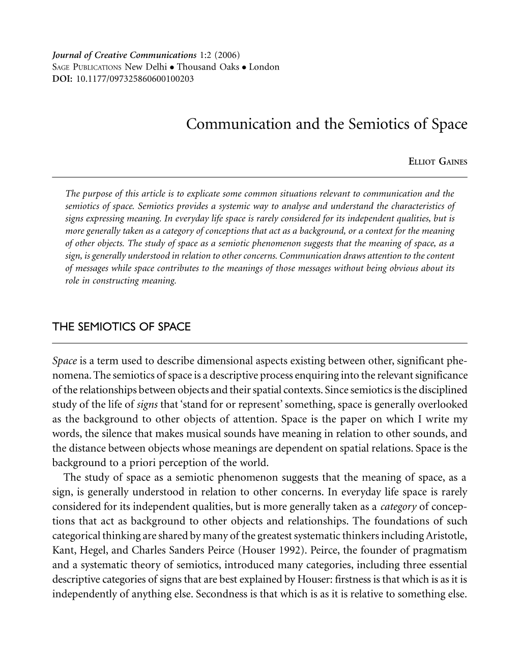 Communication and the Semiotics of Space