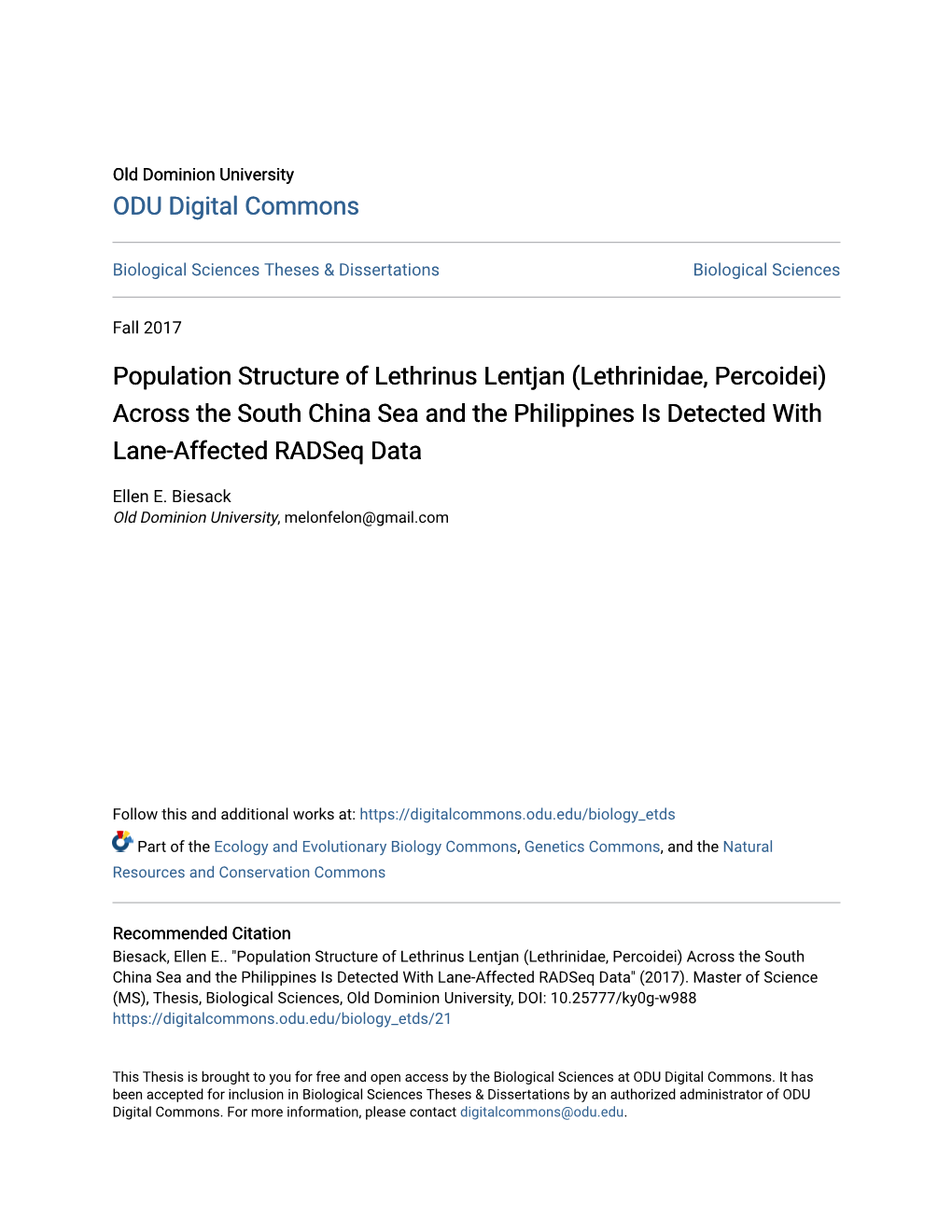 Population Structure of Lethrinus Lentjan (Lethrinidae, Percoidei) Across the South China Sea and the Philippines Is Detected with Lane-Affected Radseq Data