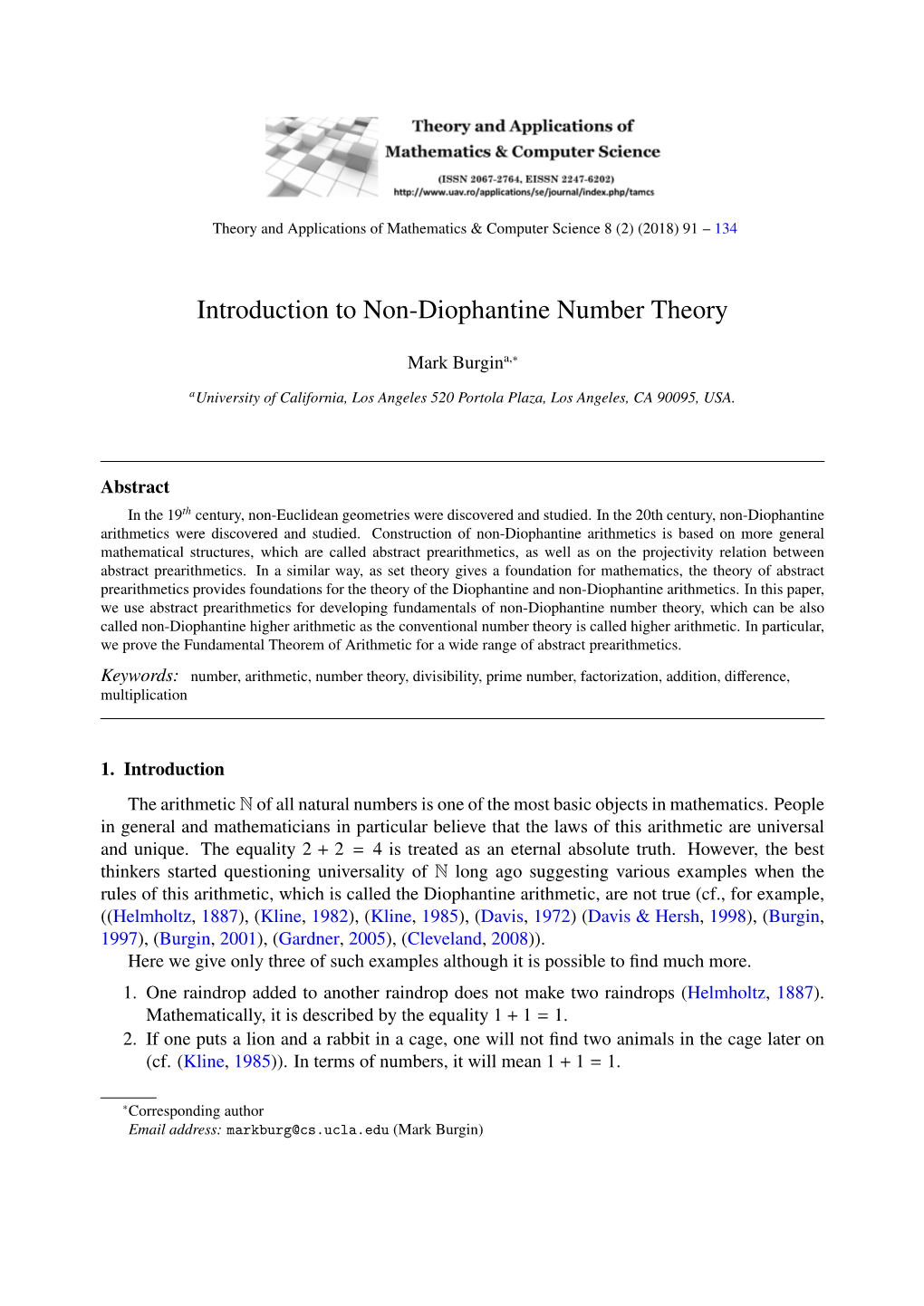 Introduction to Non-Diophantine Number Theory