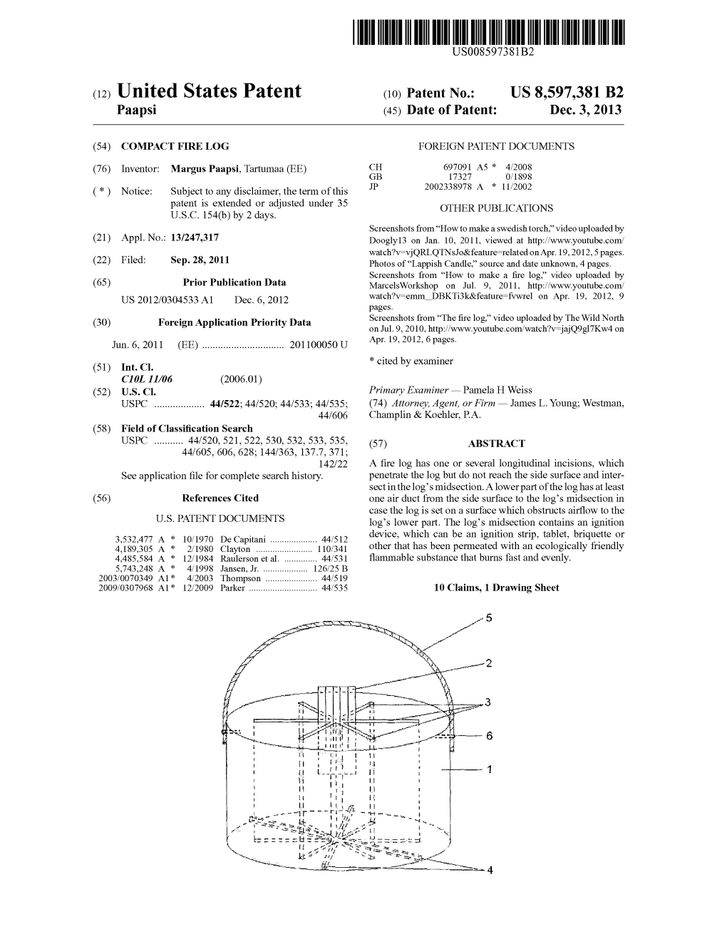 (12) United States Patent (10) Patent No.: US 8,597,381 B2 Paapsi (45) Date of Patent: Dec