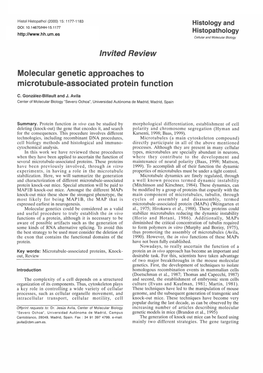 Molecular Genetic Approaches to Microtubule-Associated Protein Function