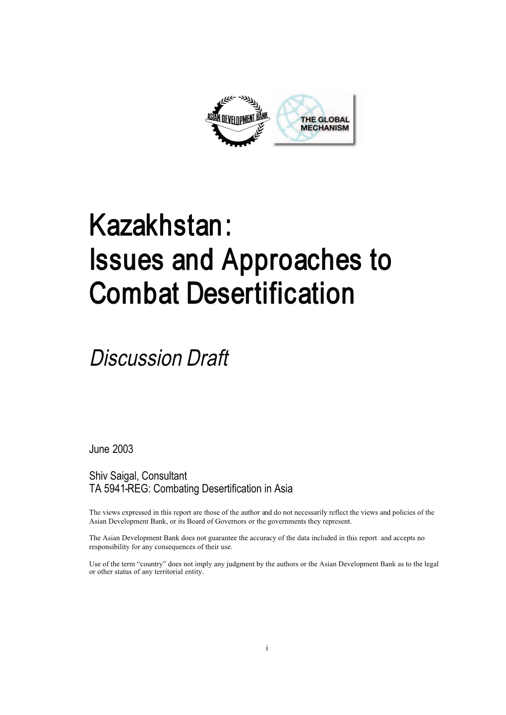 Kazakhstan: Issues and Approaches to Combat Desertification